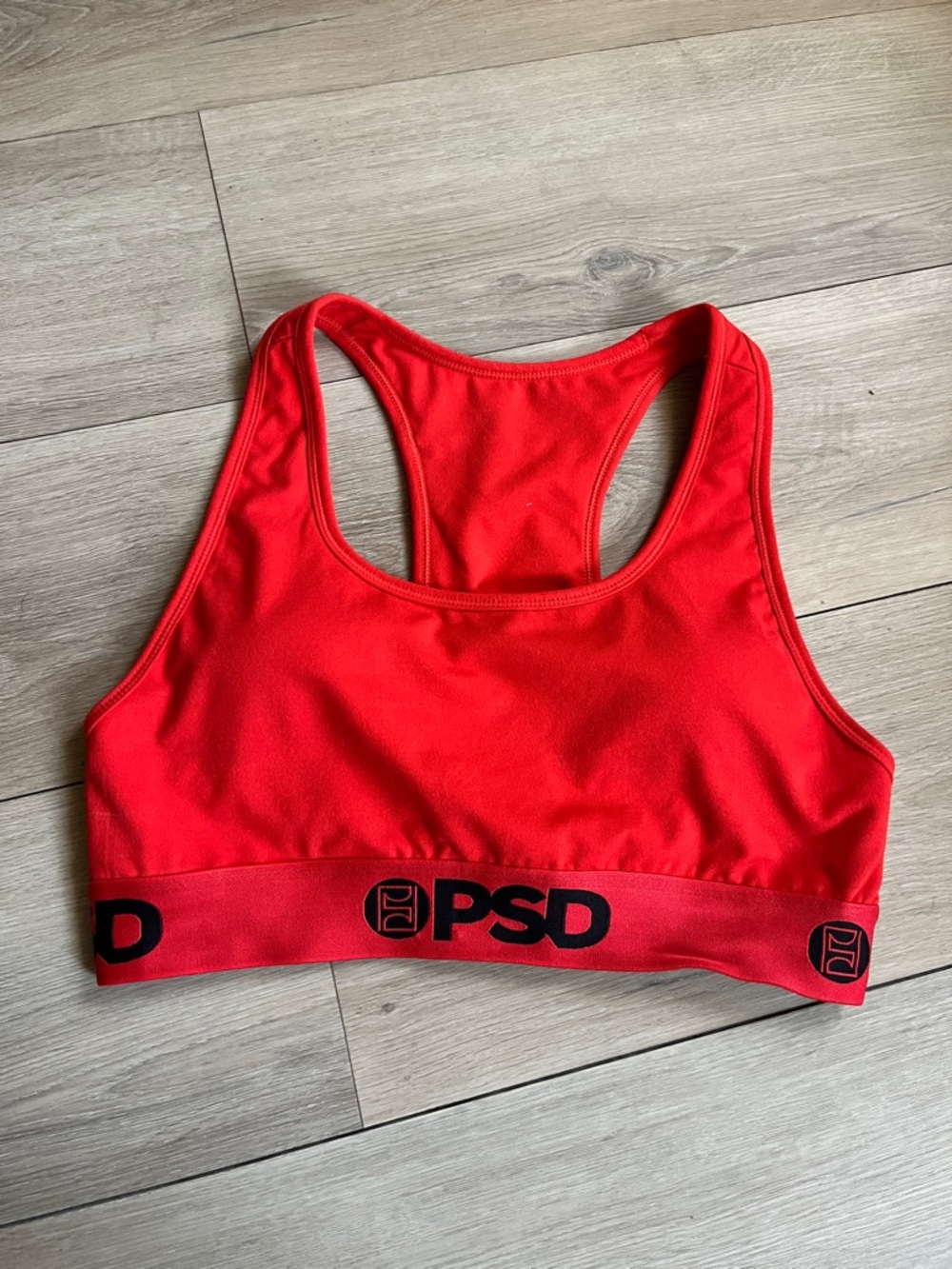 PSD Red Racerback Swim Top with Branded Elastic Band